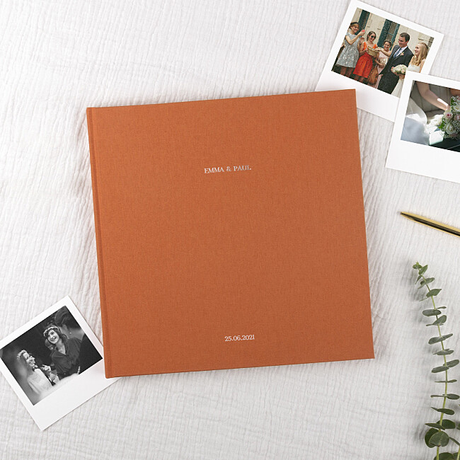 Livre d'or mariage personnalisé tangerine Livre d'or mariage personnalisé tangerine