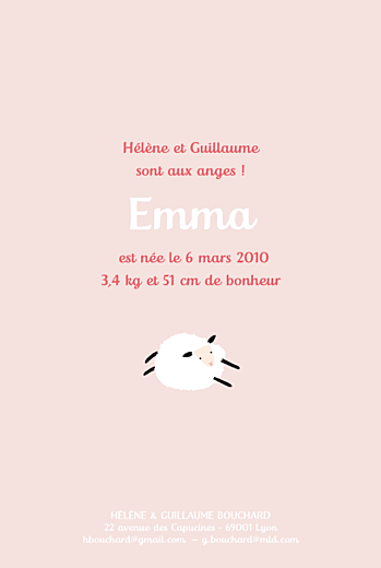 Faire-part de naissance Mouton rose Faire-part de naissance Mouton rose