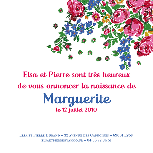 Faire-part de naissance Provence rose - Page 1 Faire-part de naissance Provence rose - Page 1