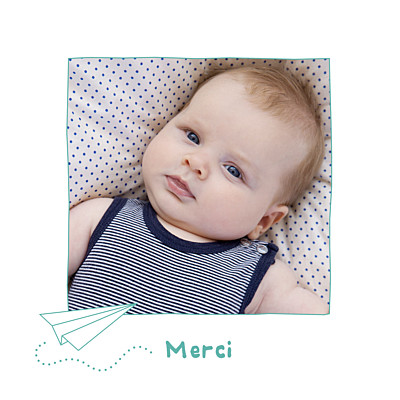 Carte de remerciement Petit origami avion vert finition Carte de remerciement Petit origami avion vert finition