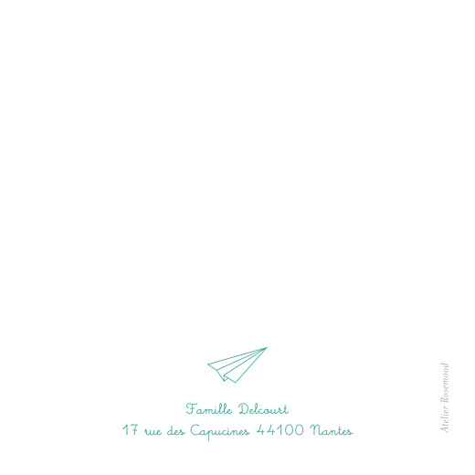 Carte de remerciement Petit origami avion vert - Verso Carte de remerciement Petit origami avion vert - Verso