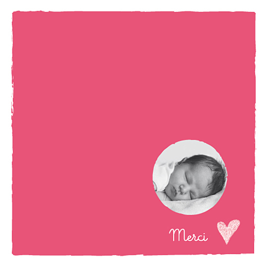 Carte de remerciement Petit coeur photo merci rose - Recto