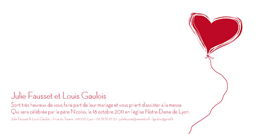 Faire-part de mariage Haut les coeurs rouge Faire-part de mariage Haut les coeurs rouge