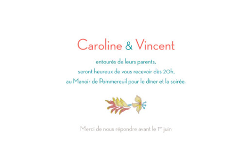 Carton d'invitation mariage Floral vert - Recto