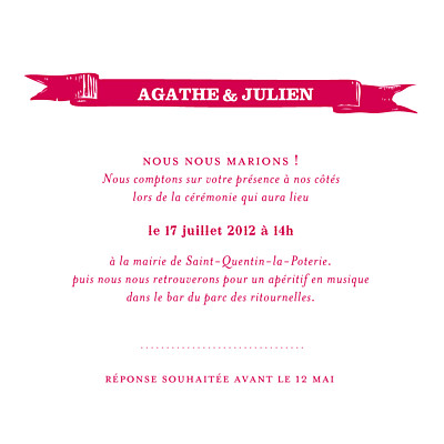 Faire-part de mariage O joy rose finition Faire-part de mariage O joy rose finition