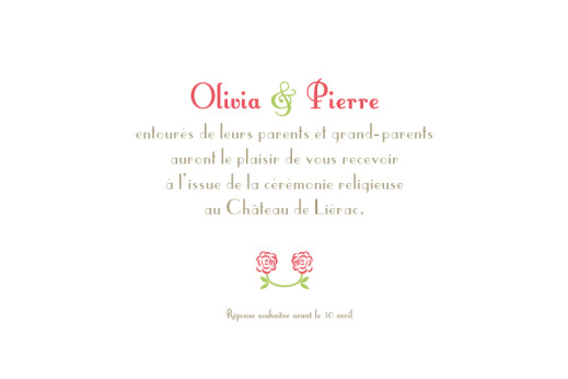 Carton d'invitation mariage Duo de roses rose - Vue 2