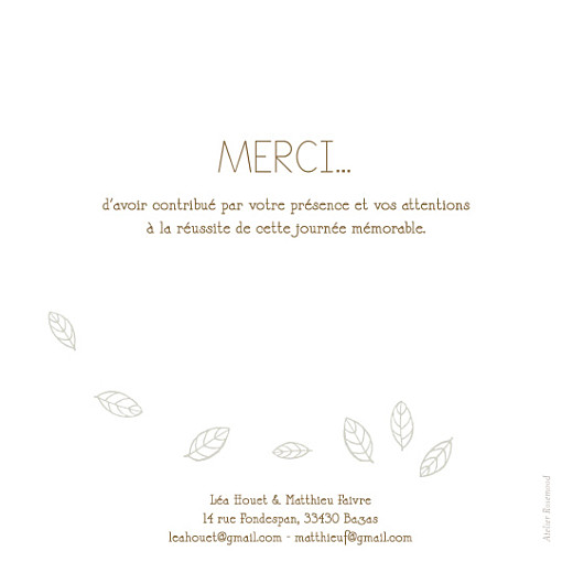 Carte de remerciement mariage Nature marron dessin - Page 2 Carte de remerciement mariage Nature marron dessin - Page 2