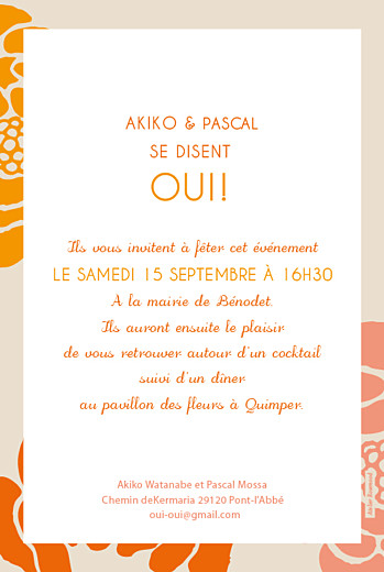 Faire-part de mariage Nymphéas orange - Page 2 Faire-part de mariage Nymphéas orange - Page 2