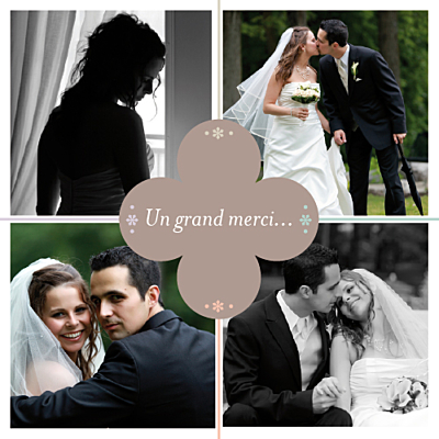 Carte de remerciement mariage Chance taupe finition Carte de remerciement mariage Chance taupe finition