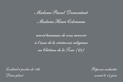Carton d'invitation mariage Elegant ardoise - Page 1