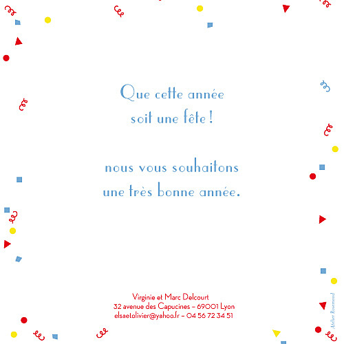 Carte de voeux Cotillons rouge - Verso