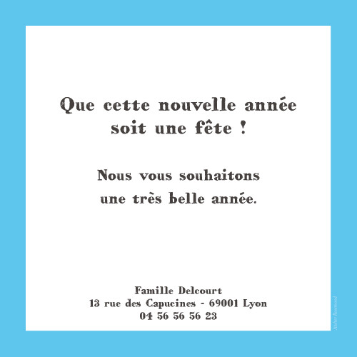 Carte de voeux Tout simplement Bonne année bleu - Verso Carte de voeux Tout simplement Bonne année bleu - Verso
