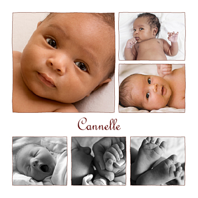 Faire-part de naissance 6 photos chocolat finition Faire-part de naissance 6 photos chocolat finition
