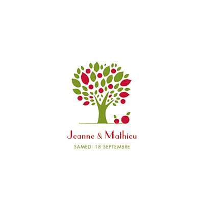 Faire-part de mariage Pomme d'amour rouge-vert finition Faire-part de mariage Pomme d'amour rouge-vert finition