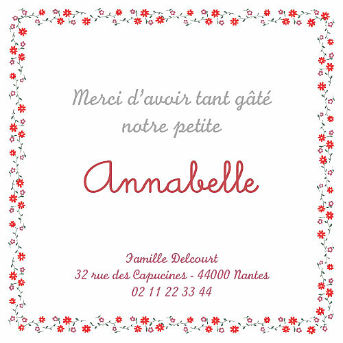 Carte de remerciement Merci cueillette rouge - Page 1 Carte de remerciement Merci cueillette rouge - Page 1