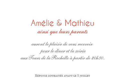 Carton d'invitation mariage Réjouissance blanc - Recto
