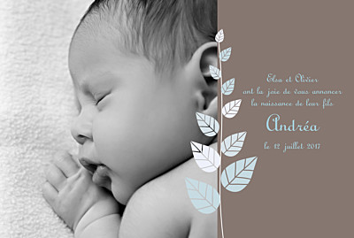 Faire-part de naissance Elégance recto verso bleu finition Faire-part de naissance Elégance recto verso bleu finition