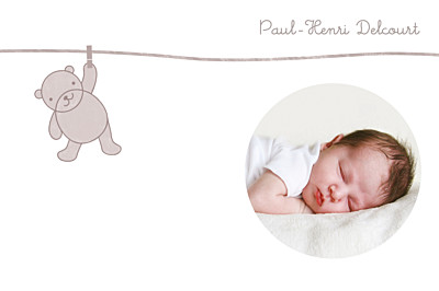 Carte de remerciement Petite peluche taupe finition Carte de remerciement Petite peluche taupe finition