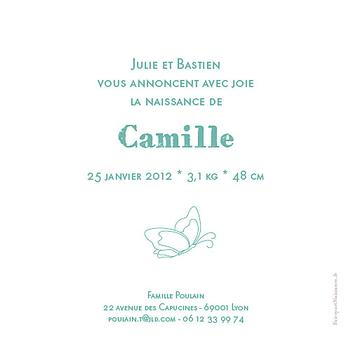 Faire-part de naissance Origami papillon vert - Page 2 Faire-part de naissance Origami papillon vert - Page 2