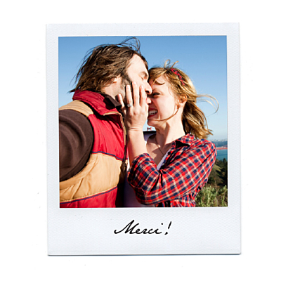 Carte de remerciement mariage Polaroïd blanc finition Carte de remerciement mariage Polaroïd blanc finition