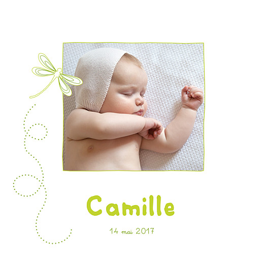 Faire-part de naissance Libellule 4 photos vert clair Faire-part de naissance Libellule 4 photos vert clair
