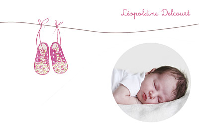 Carte de remerciement Petites chaussures rose finition Carte de remerciement Petites chaussures rose finition