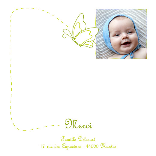 Carte de remerciement Petit origami papillon vert - Page 1 Carte de remerciement Petit origami papillon vert - Page 1