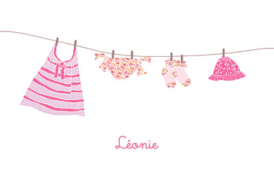 Faire-part de naissance Fil à linge liberty photo rv rayé finition Faire-part de naissance Fil à linge liberty photo rv rayé finition