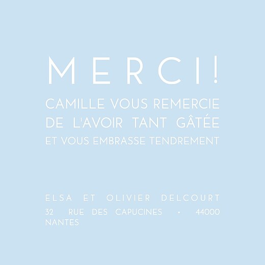 Carte de remerciement Mini justifie bleu dragée - Page 1 Carte de remerciement Mini justifie bleu dragée - Page 1