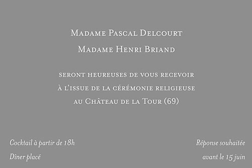 Carton d'invitation mariage Chic plan gris Carton d'invitation mariage Chic plan gris