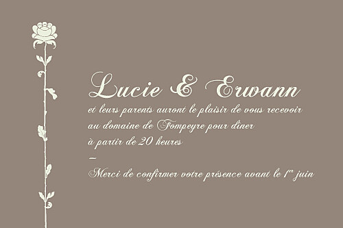 Carton d'invitation mariage Fleur de lotus plan cim vert taupe - Page 1