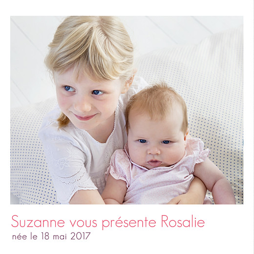 Faire-part de naissance Simple 2 photos blanc - Recto Faire-part de naissance Simple 2 photos blanc - Recto