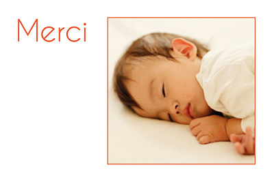 Carte de remerciement Merci contemporain photo orange finition Carte de remerciement Merci contemporain photo orange finition