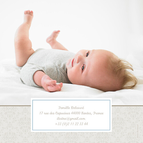 Faire-part de naissance Bilingue ambiance florale bleu - Page 4 Faire-part de naissance Bilingue ambiance florale bleu - Page 4