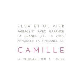 Faire-part de naissance Bilingue justifié blanc