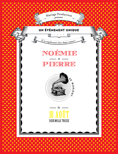 Faire-part de mariage Festival rouge finition Faire-part de mariage Festival rouge finition