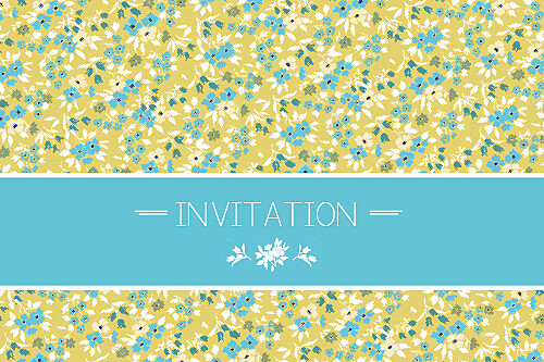 Carton d'invitation mariage Liberty turquoise - Recto