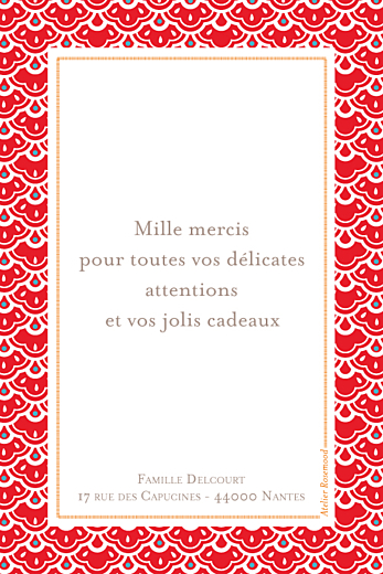 Carte de remerciement Merci pattern portrait rouge - Page 2 Carte de remerciement Merci pattern portrait rouge - Page 2