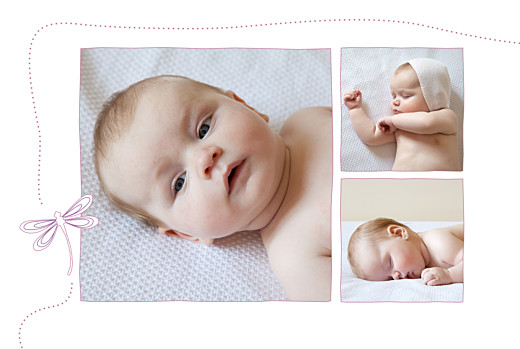 Faire-part de naissance Libellule paysage prune Faire-part de naissance Libellule paysage prune