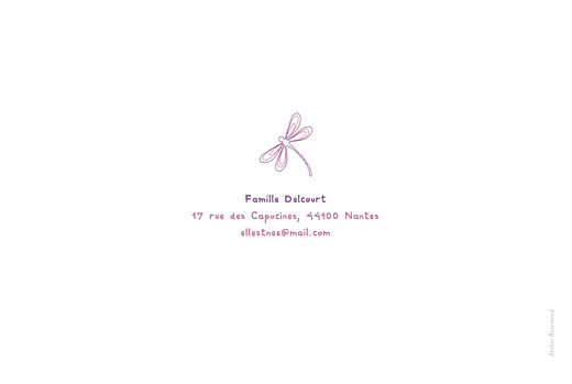 Faire-part de naissance Libellule paysage prune Faire-part de naissance Libellule paysage prune