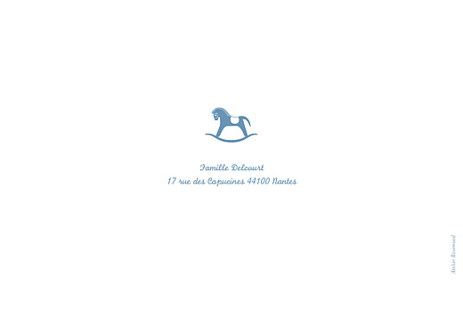 Faire-part de naissance Cheval paysage photo 4 pages bleu prusse Faire-part de naissance Cheval paysage photo 4 pages bleu prusse