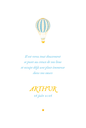 Faire-part de naissance Montgolfière (4 pages) jaune bleu - Page 3 Faire-part de naissance Montgolfière (4 pages) jaune bleu - Page 3