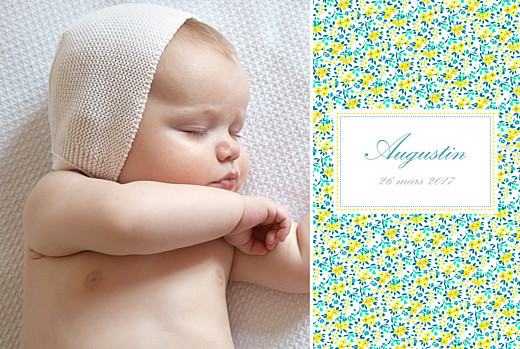 Faire-part de naissance Liberty paysage jaune & vert Faire-part de naissance Liberty paysage jaune & vert