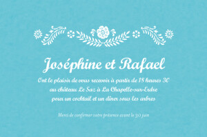 Carton d'invitation mariage Papel Picado turquoise Carton d'invitation mariage Papel Picado turquoise