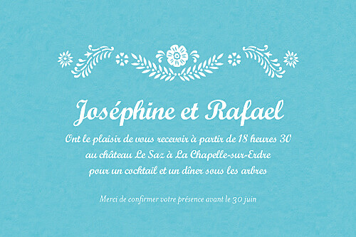 Carton d'invitation mariage Papel picado turquoise - Page 1