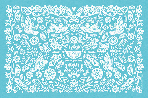 Carton d'invitation mariage Papel Picado turquoise - Verso Carton d'invitation mariage Papel Picado turquoise - Verso