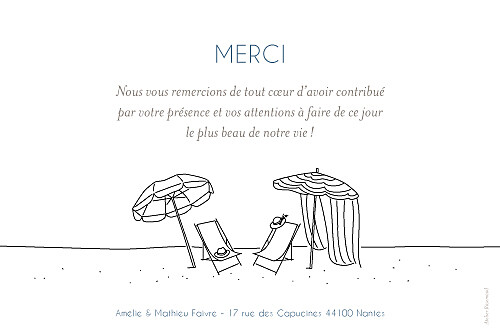 Carte de remerciement mariage Promesse sur le sable (3 photos) blanc - Verso Carte de remerciement mariage Promesse sur le sable (3 photos) blanc - Verso