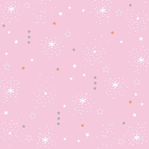 Carte de remerciement Petites étoiles rose - Recto
