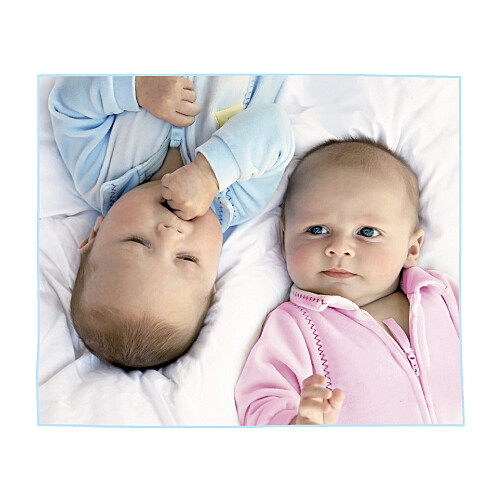 Faire-part de naissance 6 poupées jumeaux photo rose bleu - Page 2