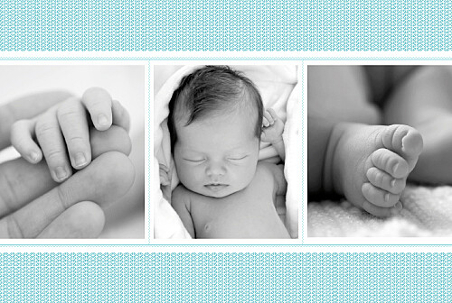 Faire-part de naissance Accolades 3 photos bleu - Verso Faire-part de naissance Accolades 3 photos bleu - Verso
